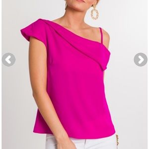 Magenta Slant Shoulder Top